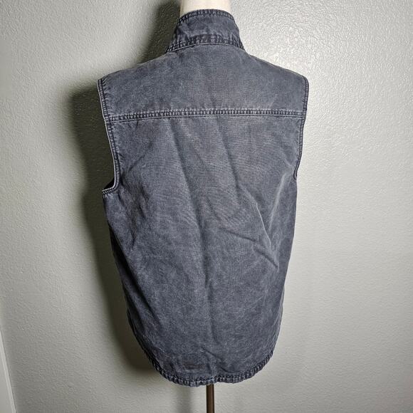 Mens Rugged Canvas Wahl's Navy Outdoor Work Vest with Soft Buffalo Check Lining - Picture 4 of 11
